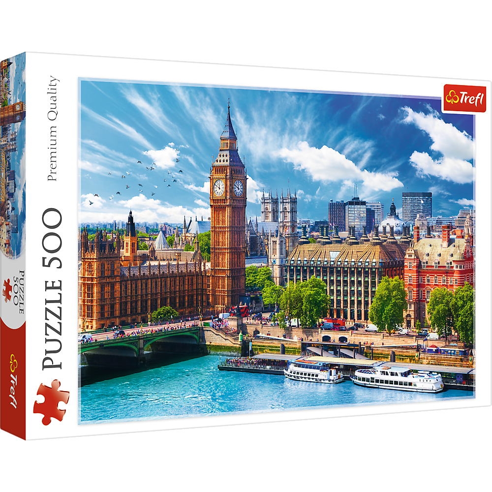 500 Piece Jigsaw Puzzles, Sunny Day in London, London England Puzzle, Big Ben and River Thames Puzzle