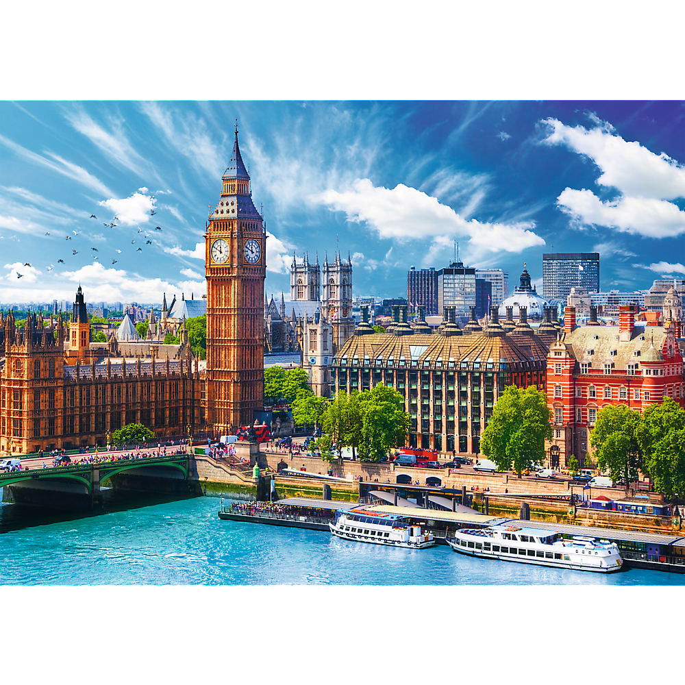 500 Piece Jigsaw Puzzles, Sunny Day in London, London England Puzzle, Big Ben and River Thames Puzzle