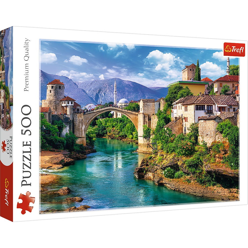 500 Piece Jigsaw Puzzles, Old Bridge in Mostar, Bosnia Herzegovina Puzzle, Mountain Village Puzzle