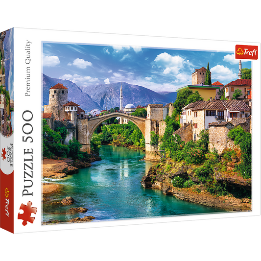 500 Piece Jigsaw Puzzles, Old Bridge in Mostar, Bosnia Herzegovina Puzzle, Mountain Village Puzzle