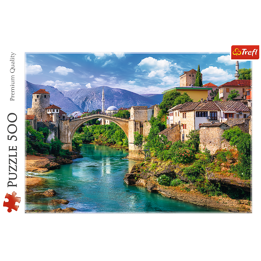 500 Piece Jigsaw Puzzles, Old Bridge in Mostar, Bosnia Herzegovina Puzzle, Mountain Village Puzzle