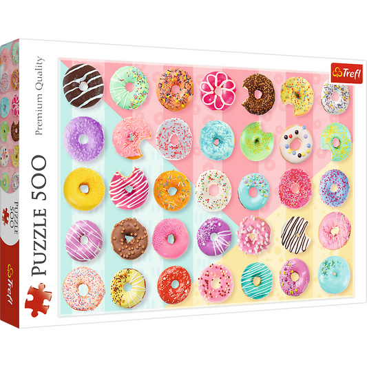 500 Piece Jigsaw Puzzles, Sweet Donuts, Colorful, Sprinkles and Frosted Treats