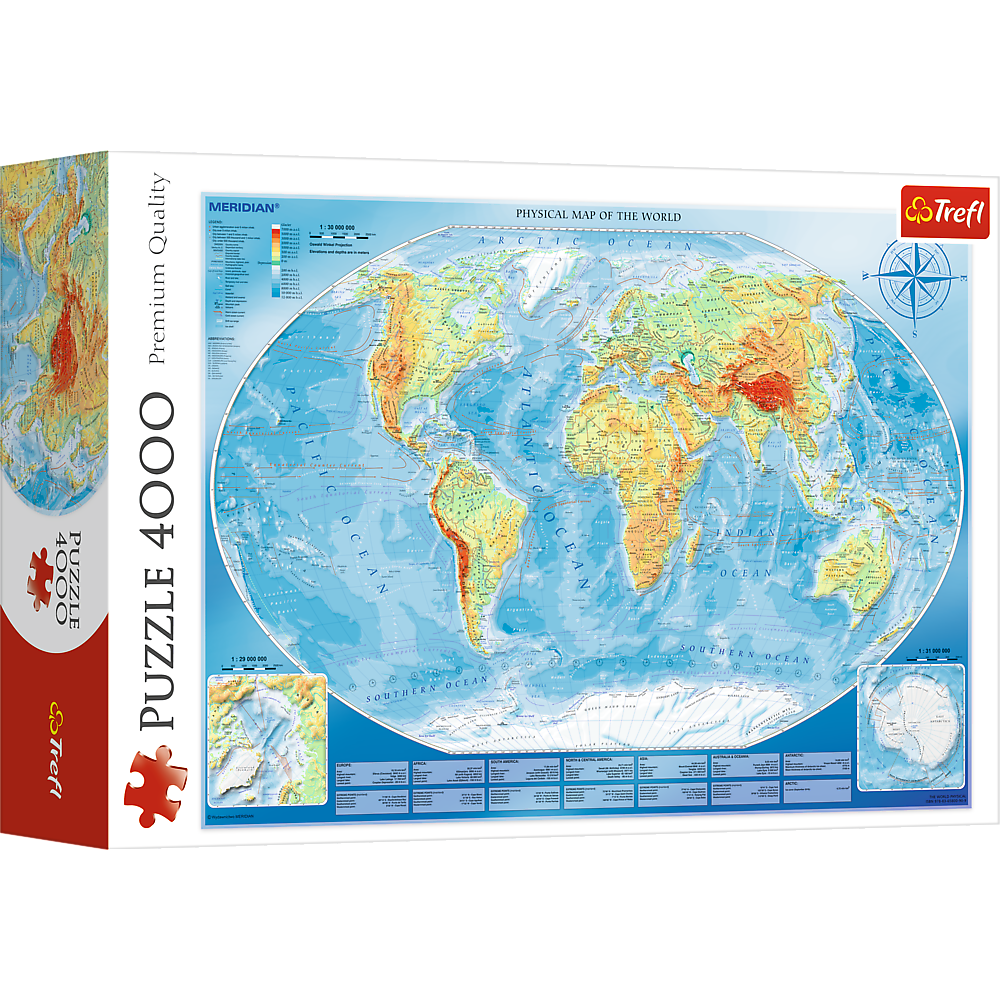 4000 Piece Jigsaw Puzzles, Large Physical Map of the World, Geography