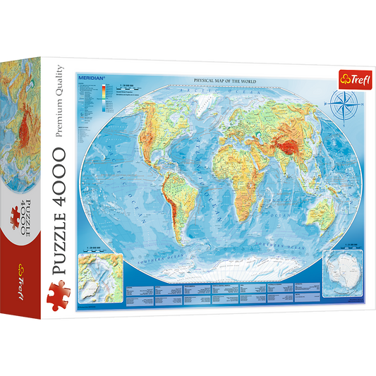 4000 Piece Jigsaw Puzzles, Large Physical Map of the World, Geography