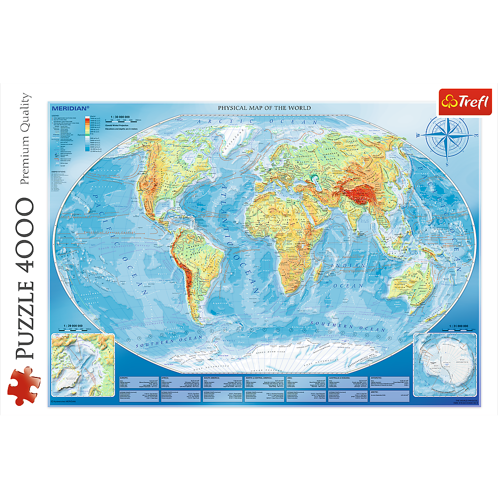 4000 Piece Jigsaw Puzzles, Large Physical Map of the World, Geography