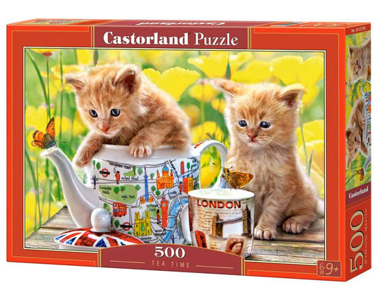 500 Piece Jigsaw Puzzle, Tea Time, Animal puzzle, Cat puzzle, Kittie puzzle, Cute cat