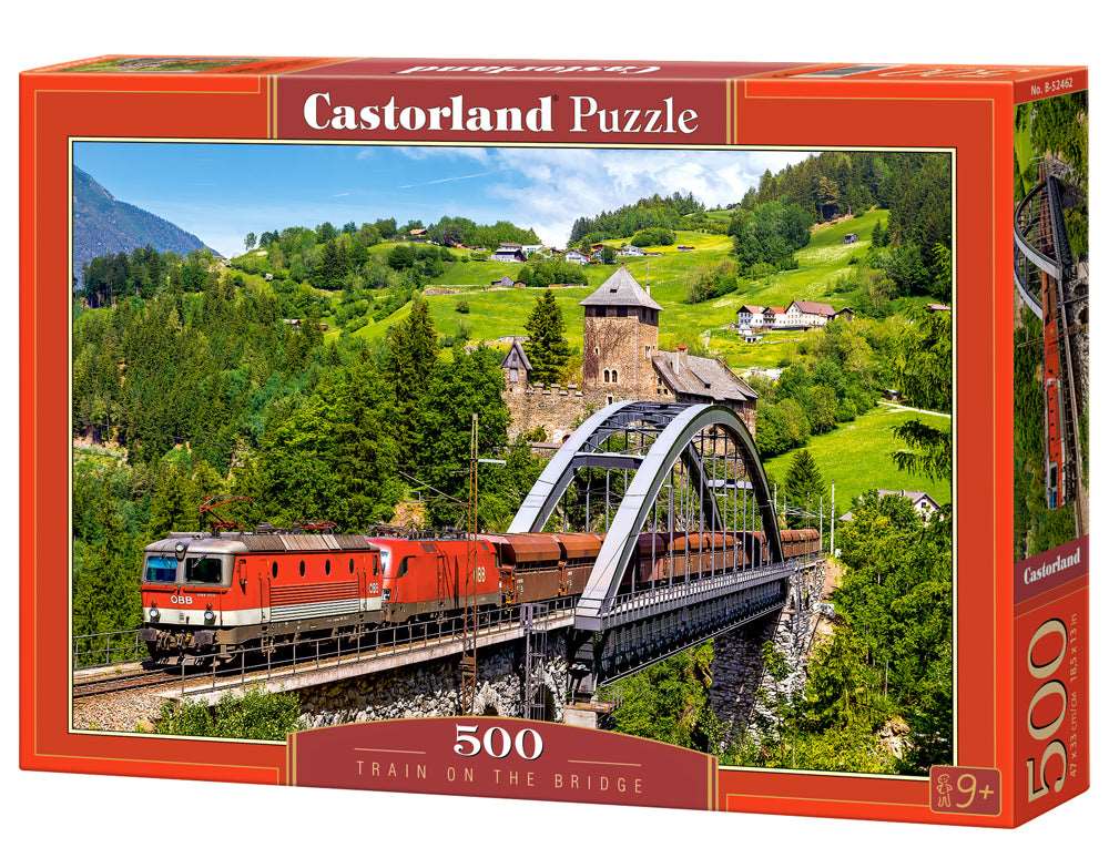 500 Piece Jigsaw Puzzle, Train on the Bridge, Mountain Train, Locomotive Puzzle, Train puzzle