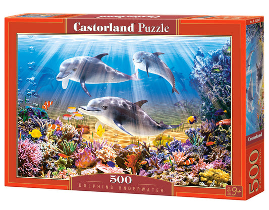 500 Piece Jigsaw Puzzle, Dolphins Underwater, Ocean life, Sea puzzles