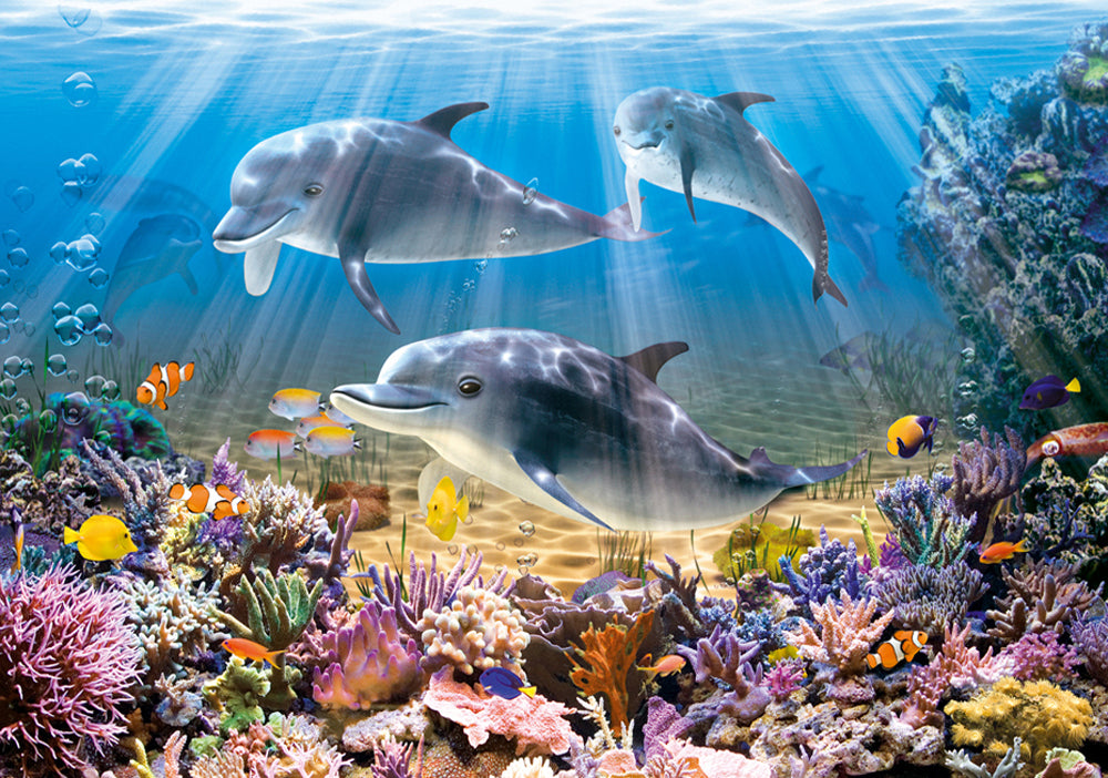 500 Piece Jigsaw Puzzle, Dolphins Underwater, Ocean life, Sea puzzles