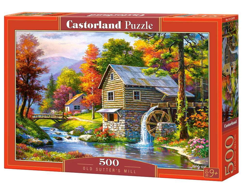 500 Piece Jigsaw Puzzle, Old Sutter’s Mill, Charming Nook, Pond, Countryside