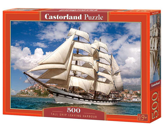 500 Piece Jigsaw Puzzle, Tall Ship Leaving Harbor, Cruise, Sailing Ship Puzzle, Ocean Puzzle