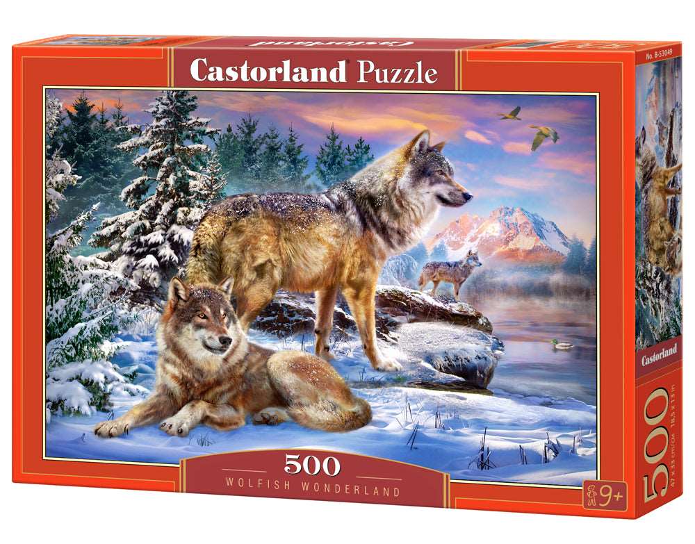 500 Piece Jigsaw Puzzle, Wolfish Wonderland, Winter scenery, Animal Puzzle