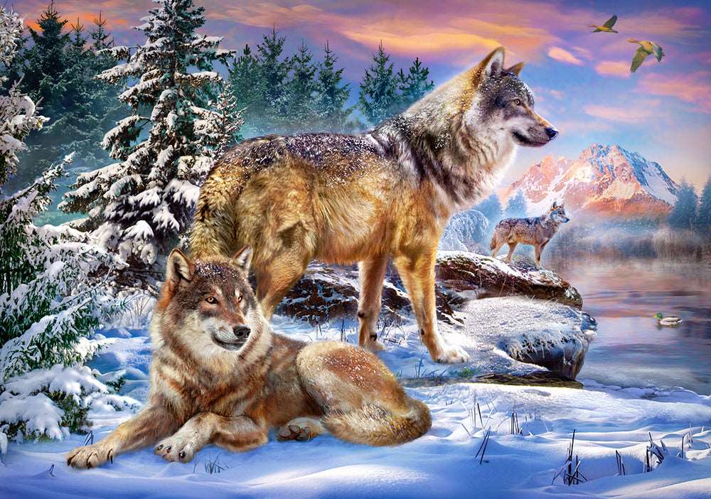 500 Piece Jigsaw Puzzle, Wolfish Wonderland, Winter scenery, Animal Puzzle