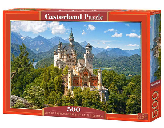 500 Piece Jigsaw Puzzle, View of the Neuschwanstein Castle, Bavarian Alps, Germany, Castle puzzle