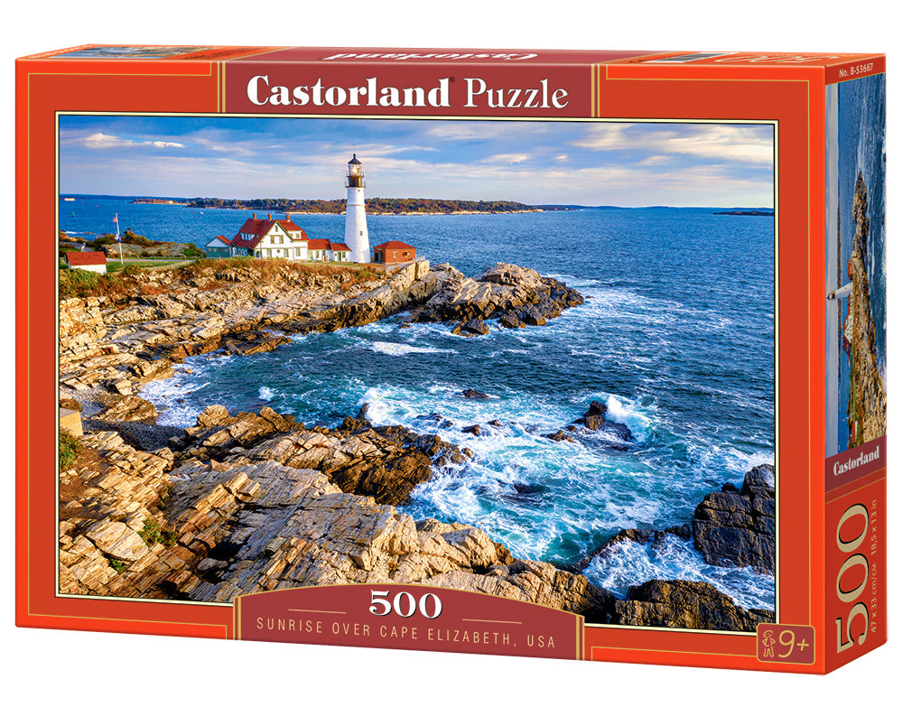 500 Piece Jigsaw Puzzle, Sunrise over Cape Elizabeth, Sea puzzle, Seashore, USA