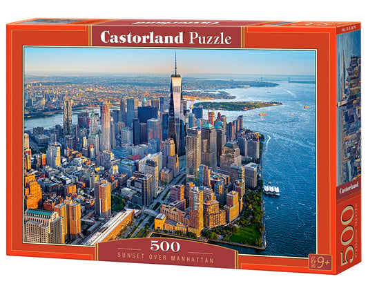 500 Piece Jigsaw Puzzle, Sunset over Manhattan, New York, NYC, cityscape puzzle, USA