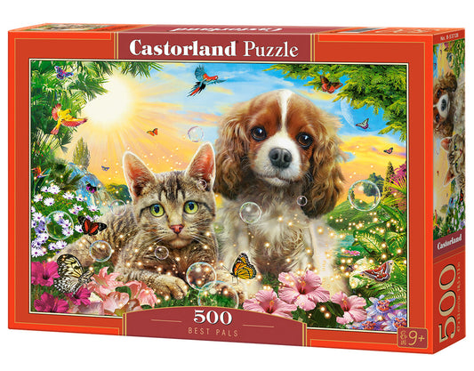 500 Piece Jigsaw Puzzle, Best Pals, Cats and Dogs, Animal puzzles, sweety Puppy and Kitten