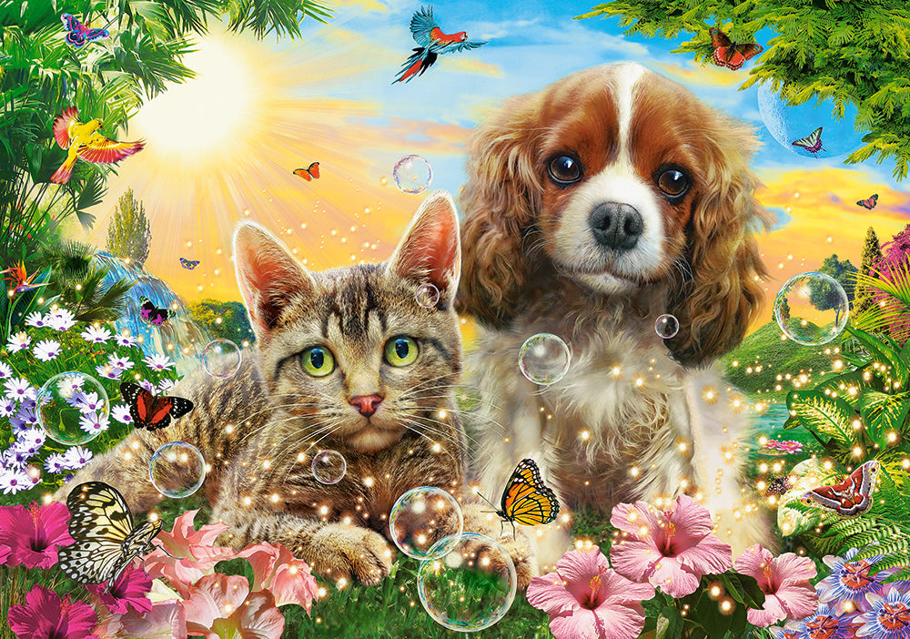 500 Piece Jigsaw Puzzle, Best Pals, Cats and Dogs, Animal puzzles, sweety Puppy and Kitten