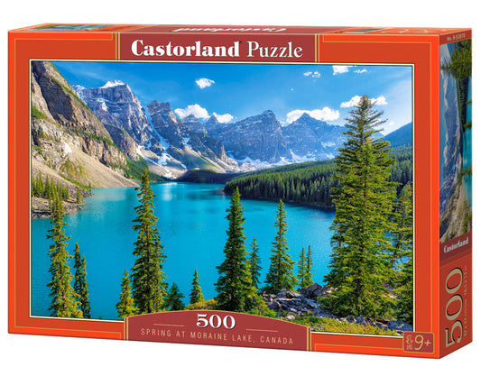 500 Piece Jigsaw Puzzle, Spring at Moraine Lake, Canada, Mountain view, Landscape puzzle