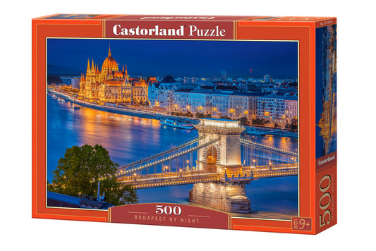 500 Piece Jigsaw Puzzle, Budapest by Night, Hungary, Riverside, City at night