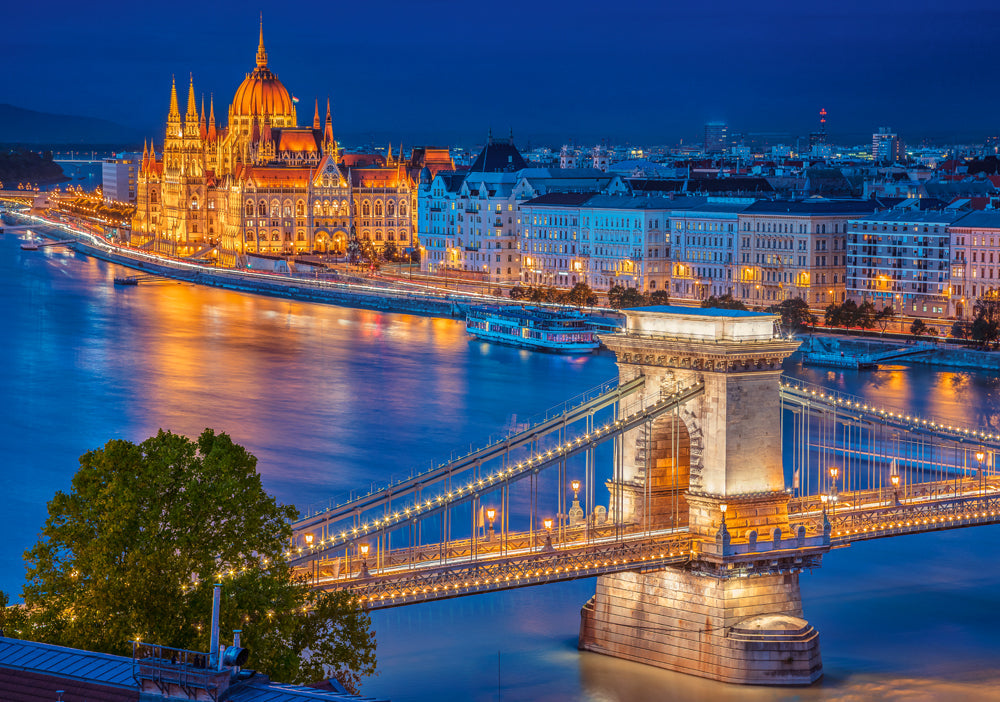 500 Piece Jigsaw Puzzle, Budapest by Night, Hungary, Riverside, City at night