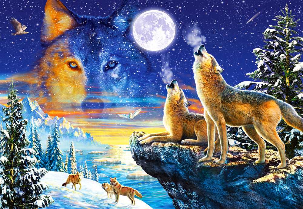 1000 Piece Jigsaw Puzzle, Howling Wolves