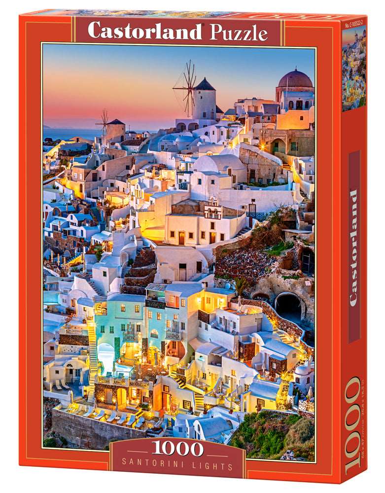 1000 Piece Jigsaw Puzzle, Santorini Lights, Puzzle of Greece, Island Paradise Puzzle