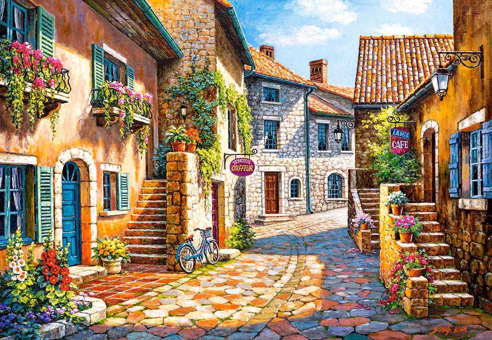 1000 Piece Jigsaw Puzzle, Rue de Village, France, Painting Puzzle