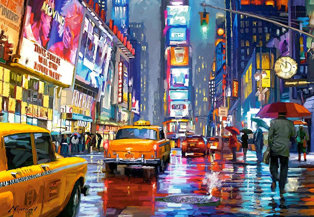 1000 Piece Jigsaw Puzzle, Times Square, NY, New York, New York City Art, USA, yellow cab