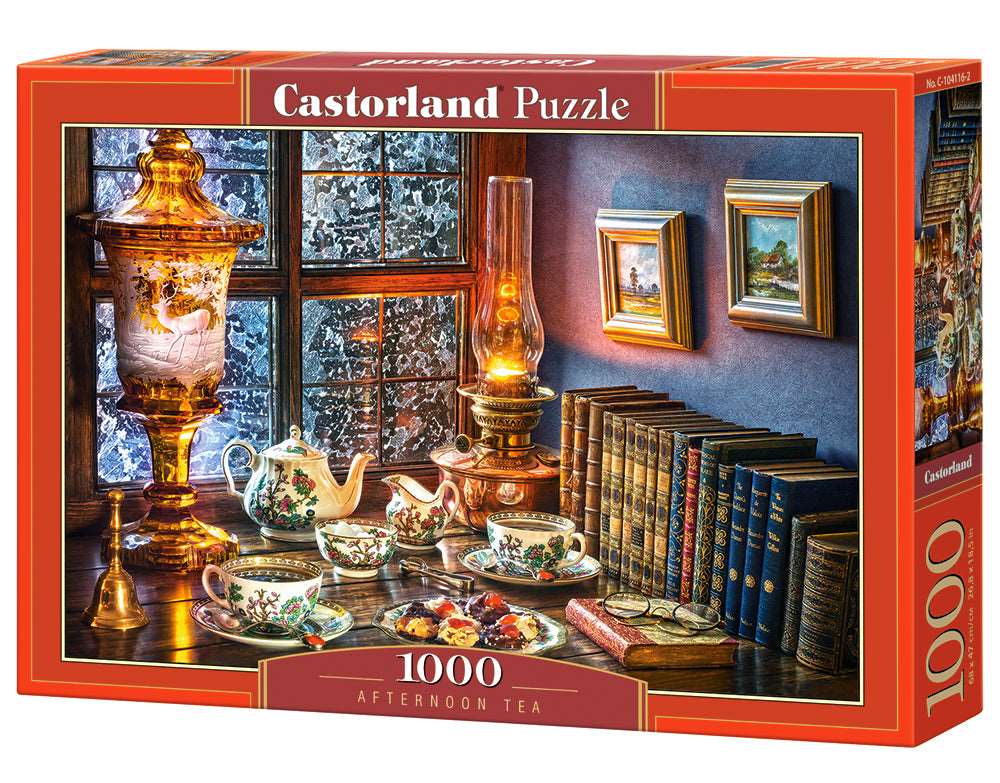 1000 Piece Jigsaw Puzzle, Afternoon Tea, Classic interior, old fashioned furniture, oil lamp, beautiful vase