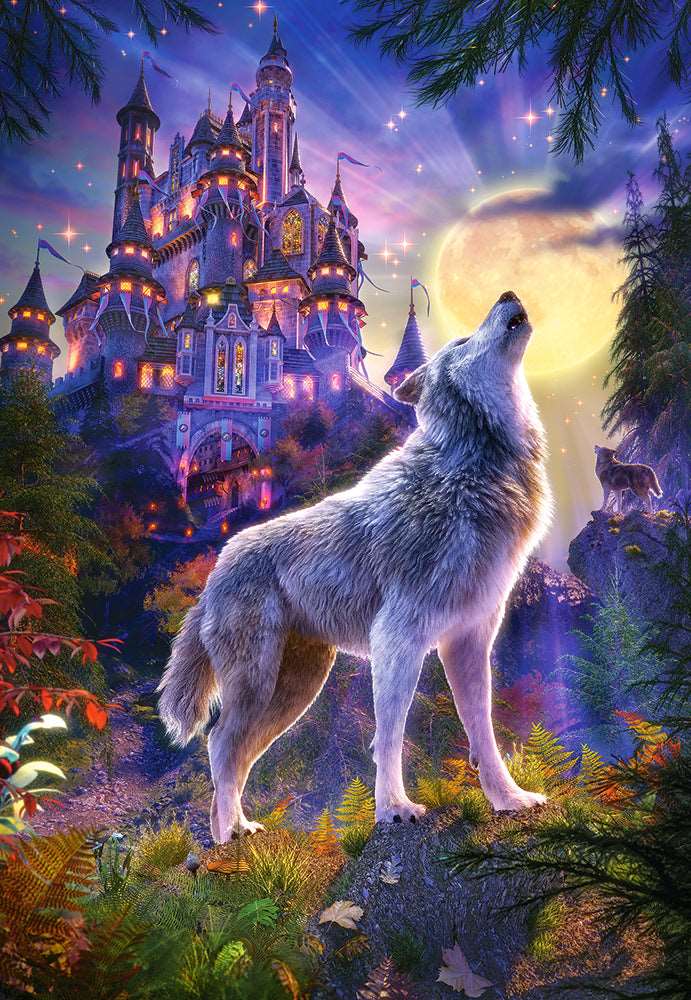 1000 Piece Jigsaw Puzzle, Wolf Castle, Fantasy Puzzle, Castle at night