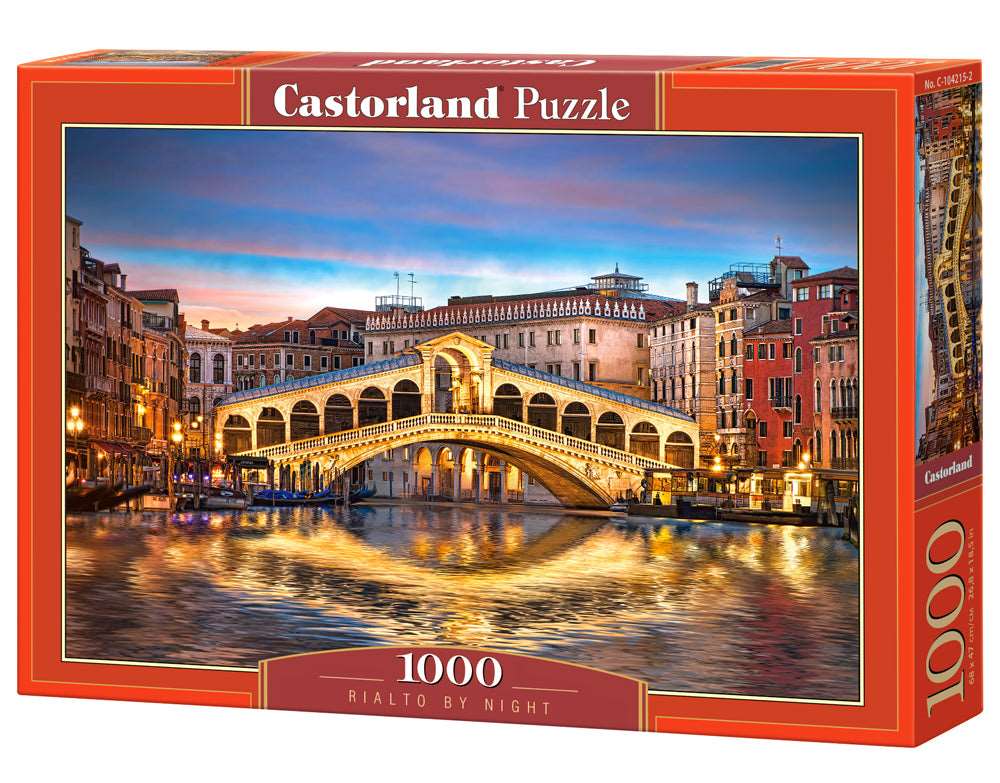 1000 Piece Jigsaw Puzzle, Rialto by Night, Rialto Bridge, Venice, Italy, Romantic place, European puzzle