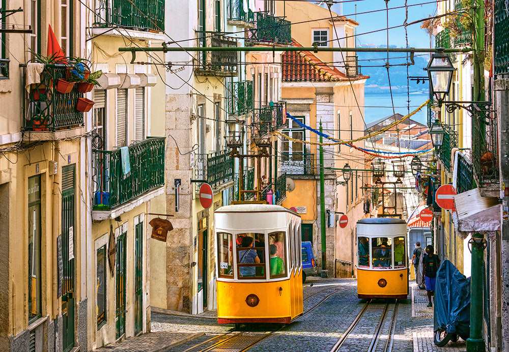 1000 Piece Jigsaw Puzzle, Lisbon Trams, Portugal, European puzzle, Sister city of San Francisco