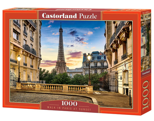 1000 Piece Jigsaw Puzzle, Walk in Paris at Sunset, Puzzle of France, cityscape, Eiffel Tower