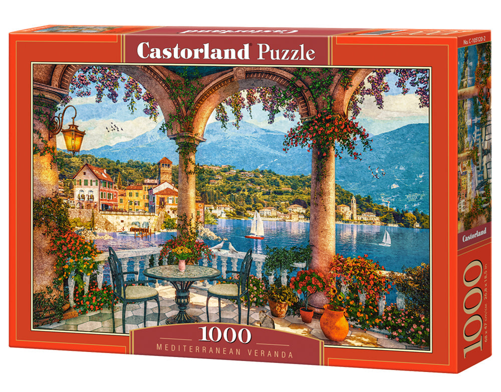 1000 Piece Jigsaw Puzzle, Mediterranean Veranda, Italian mountain lake