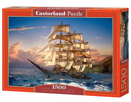 1500 Piece Jigsaw Puzzle, Sailing at Sunset, Sailing Ship Puzzle, Ocean Puzzle