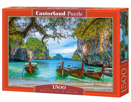 1500 Piece Jigsaw Puzzle, Beautiful Bay in Thailand, Asia, Island, Fishing boat, Ocean puzzle