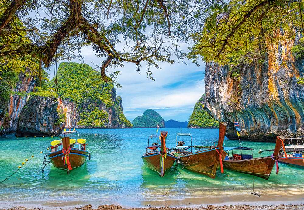 1500 Piece Jigsaw Puzzle, Beautiful Bay in Thailand, Asia, Island, Fishing boat, Ocean puzzle