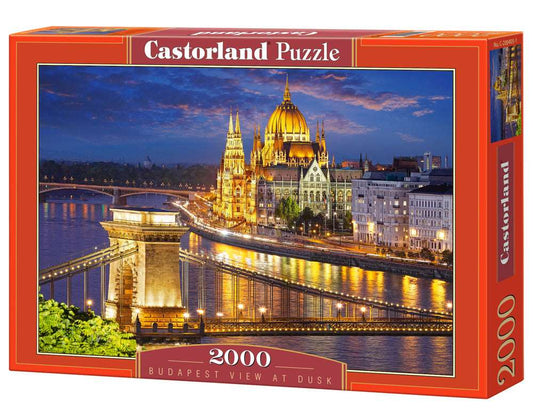 2000 Piece Jigsaw Puzzle, Budapest view at dusk, Parliament, Budapest Hungary Puzzle