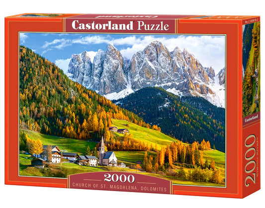 2000 Piece Jigsaw Puzzle, Church of St. Magdalena, Dolomites, Italy, Europe, Scenic Puzzle, Travel-inspired Puzzle