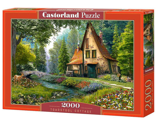 2000 Piece Jigsaw Puzzle, Toadstool Cottage, Charming Nook, Pond, Countryside