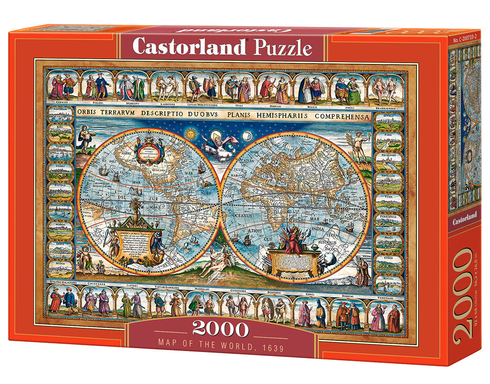 2000 Piece Jigsaw Puzzle, Map of the world 1639, Cartographic map, Historic puzzles, Geographic