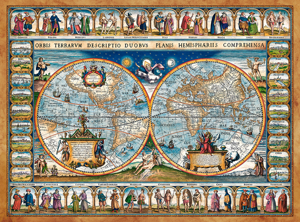 2000 Piece Jigsaw Puzzle, Map of the world 1639, Cartographic map, Historic puzzles, Geographic