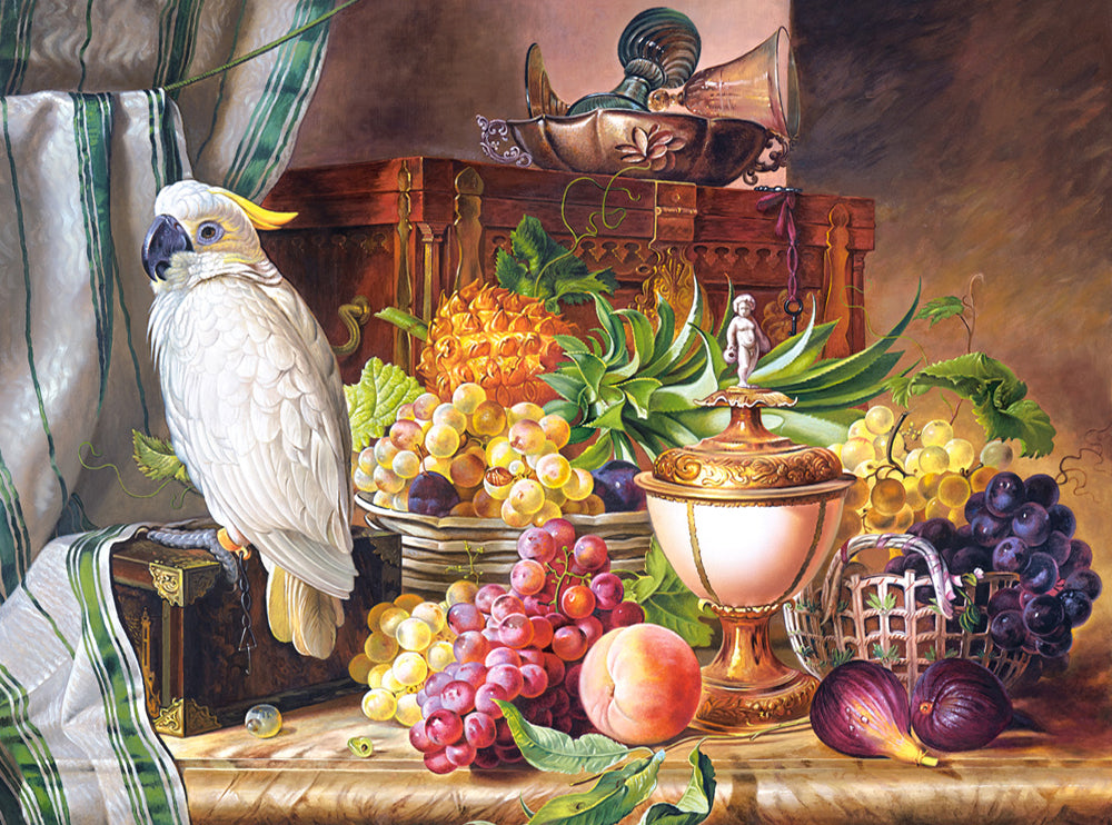 3000 Piece Jigsaw Puzzles, Still Life With Fruit and a Cockatoo, Josef Schuste