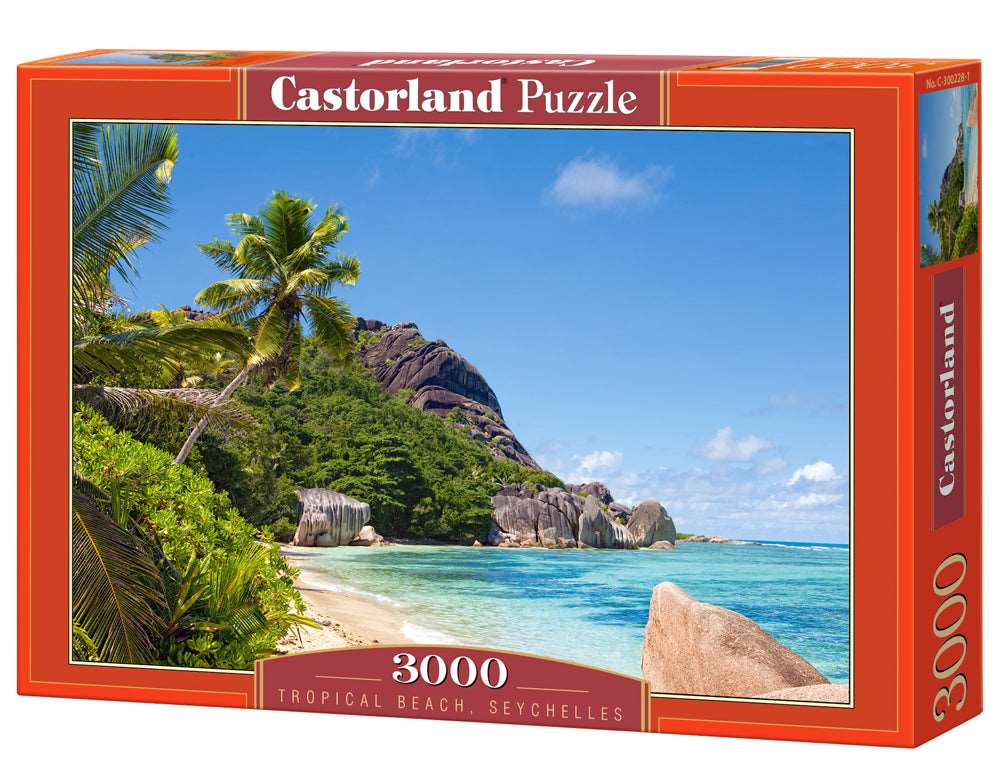 3000 Piece Jigsaw Puzzle, Tropical Beach, Seychelles, Ocean, Seaside