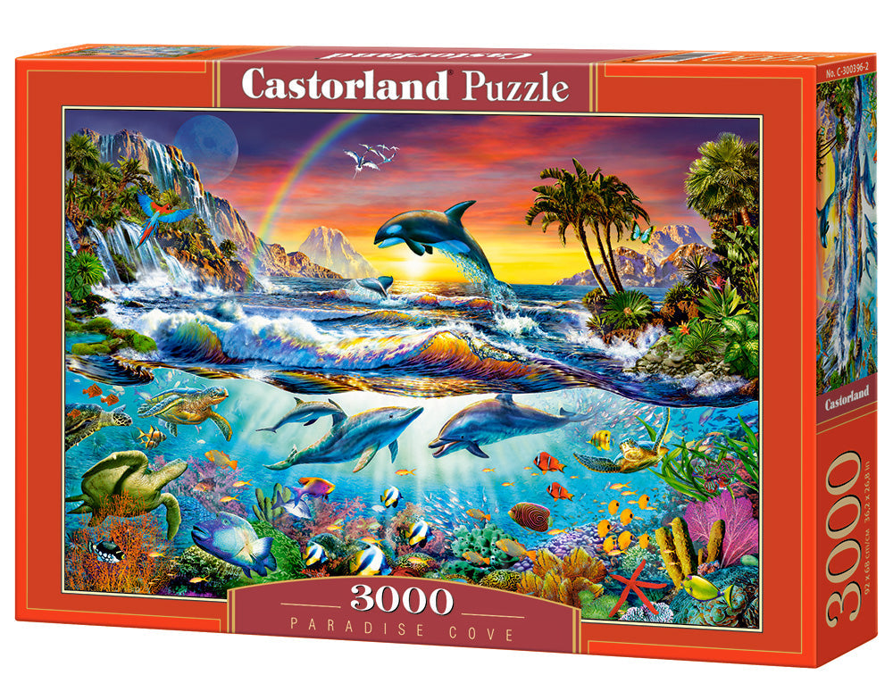 3000 Piece Jigsaw Puzzle, Paradise Cove, Ocean Wildlife, Nature puzzle, Dolphin, Animal puzzle