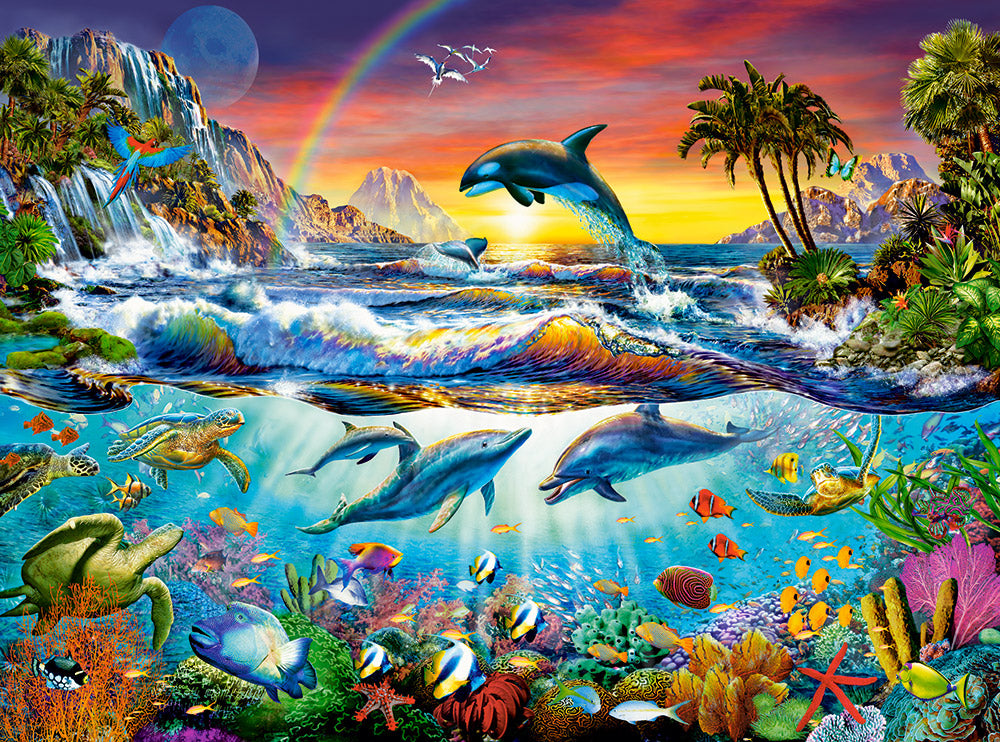 3000 Piece Jigsaw Puzzle, Paradise Cove, Ocean Wildlife, Nature puzzle, Dolphin, Animal puzzle