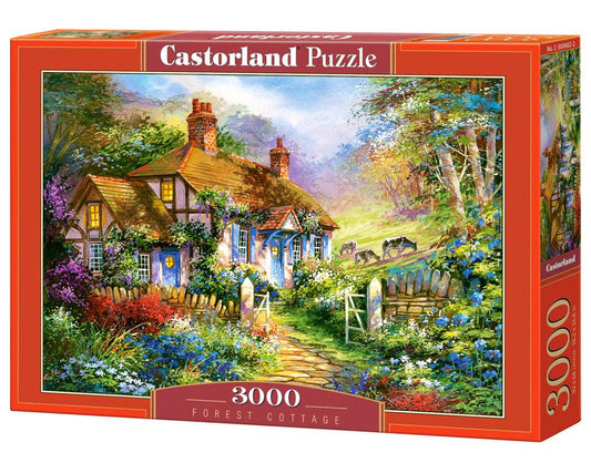 3000 Piece Jigsaw Puzzle, Forest Cottage, Charming Nook, Pond, Countryside