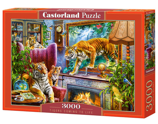 3000 Piece Jigsaw Puzzle, Tigers Coming to Life, Art. Puzzles, Animals on surrealistic scenery