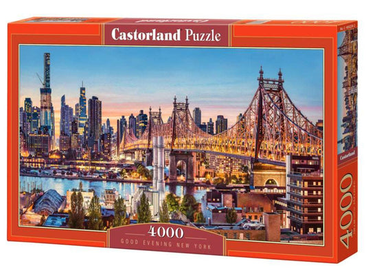 4000 Piece Jigsaw Puzzle, Good Evening New York, Puzzle of NYC, Puzzles of the USA, City Skyline Puzzle, New York Harbor and Bridge Puzzle